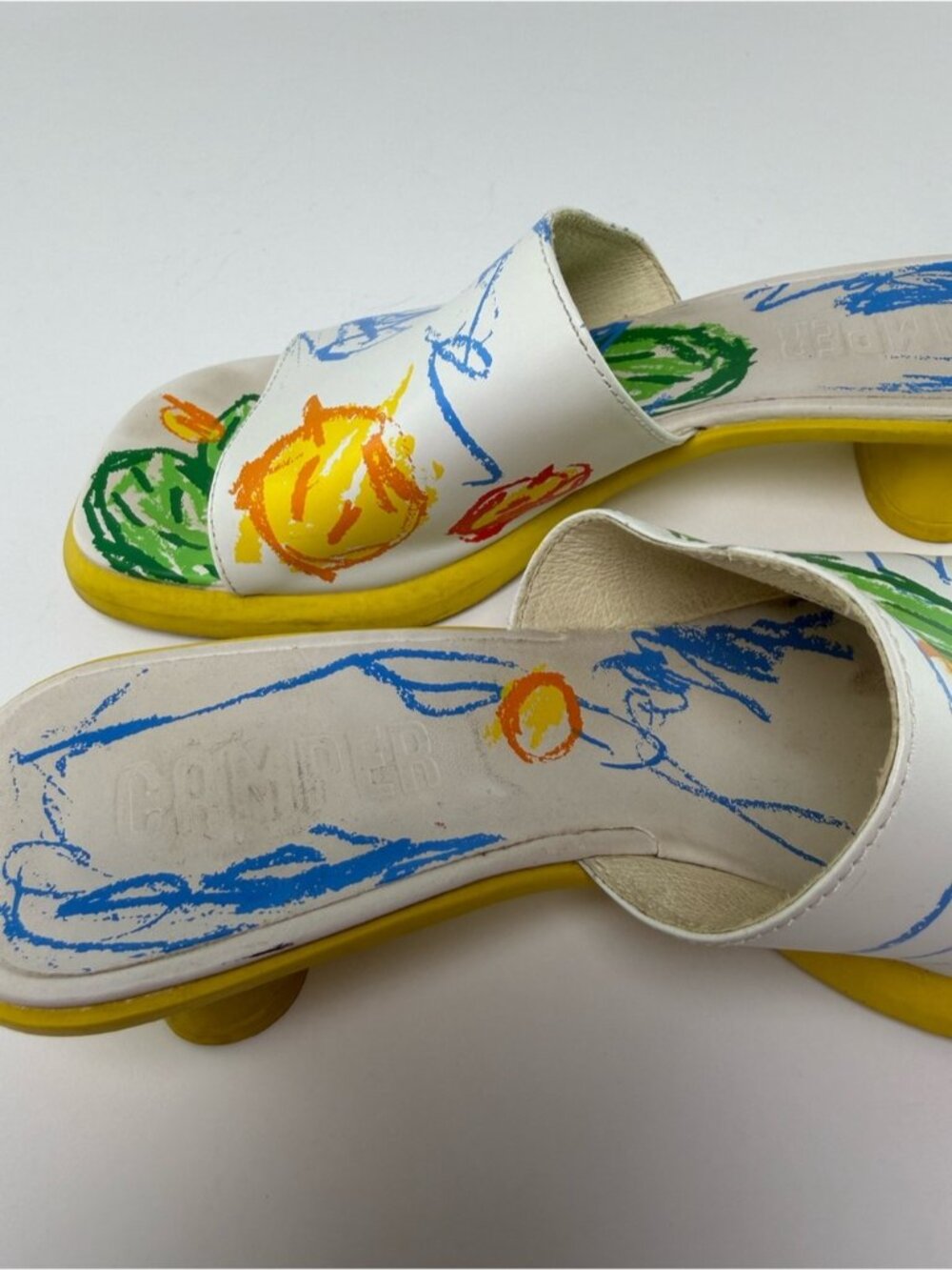 Camper Twins Printed Leather Slide Mule Sandals Size EU 38 = Women’s US 7.5 - Picture 8 of 16